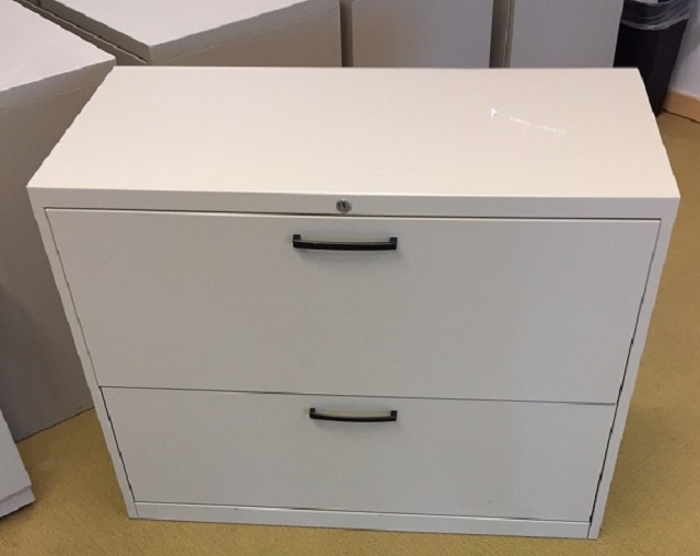 2 Drawer Lateral Filing Cabinet Teknion T O S Sand Black Handles