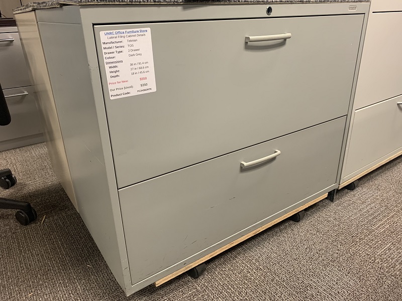 2 Drawer Lateral Filing Cabinet Teknion T O S Grey