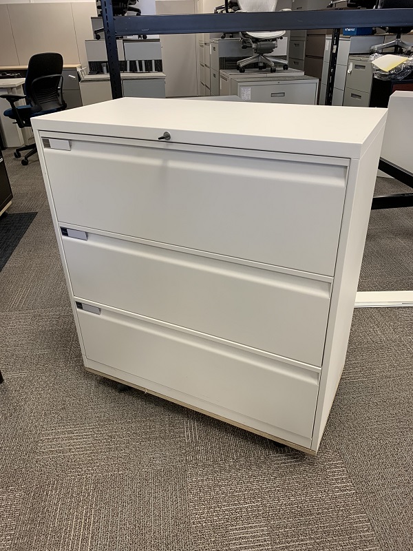3 Drawer Lateral Filing Cabinet Teknion Textured White